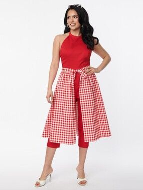 Collectif London Midge Gingham Jumpsuit Set – 2XL / UK 18 – NWT